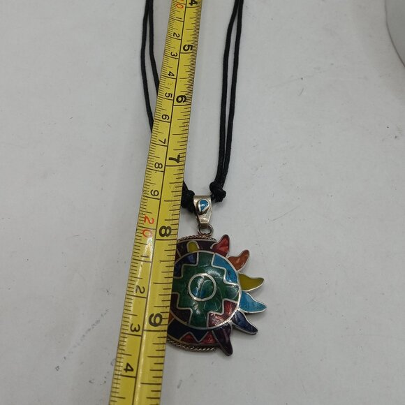 Peruvian Handmade Alpaca Natural Stone Sun Moon Wedding Pendant - Picture 7 of 7